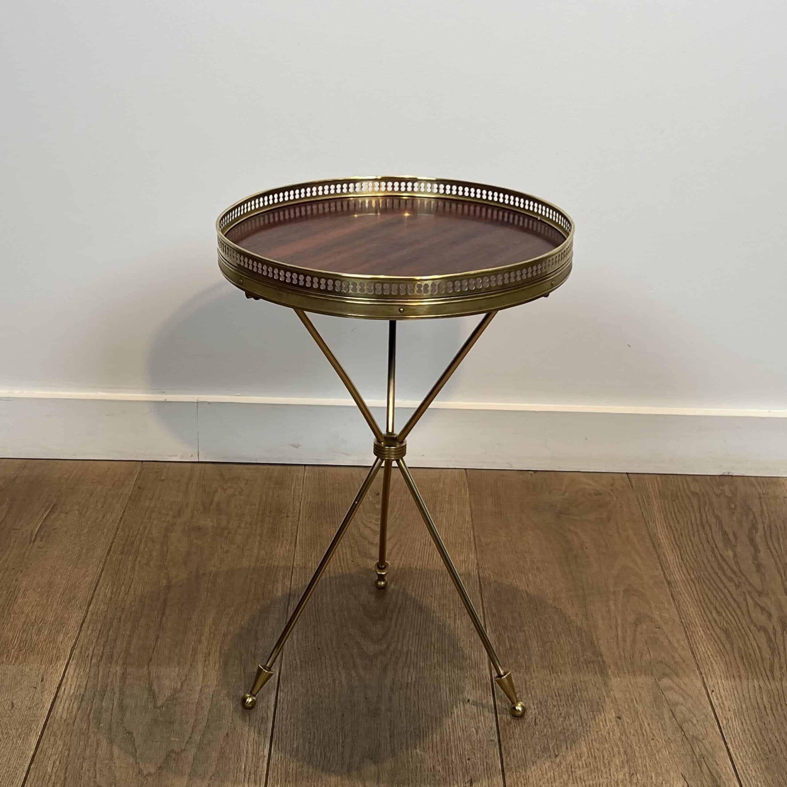 French Neoclassical Brass and Mahogany Tripod Guéridon - View Seven - Styylish