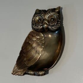 Mauro Manetti Style Brass Owl Trinket Dish