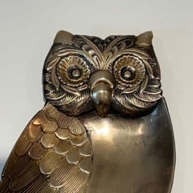 Mauro Manetti Style Brass Owl Trinket Dish