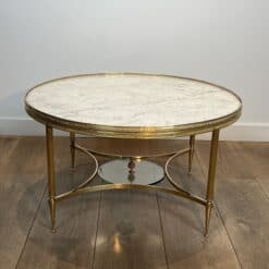 Maison Jansen Style Brass and White Marble Coffee Table - View One - Styylish