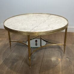 Maison Jansen Style Brass and White Marble Coffee Table - View Three - Styylish