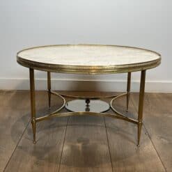 Maison Jansen Style Brass and White Marble Coffee Table - View Four - Styylish