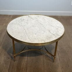 Maison Jansen Style Brass and White Marble Coffee Table - View Five - Styylish