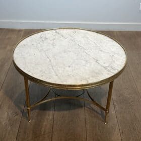 Maison Jansen Style Brass and White Marble Coffee Table