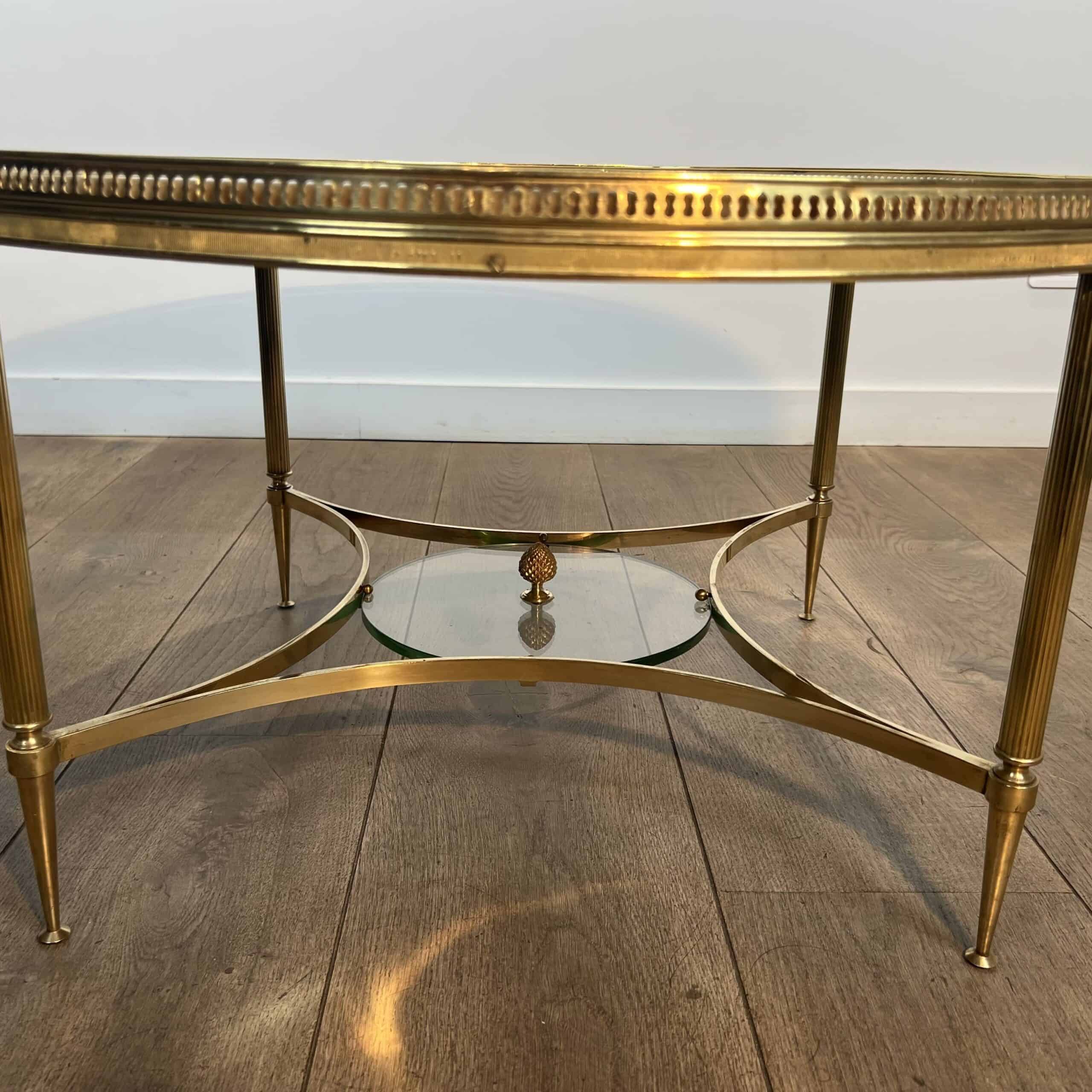 Maison Jansen Style Brass and White Marble Coffee Table - Detail One - Styylish
