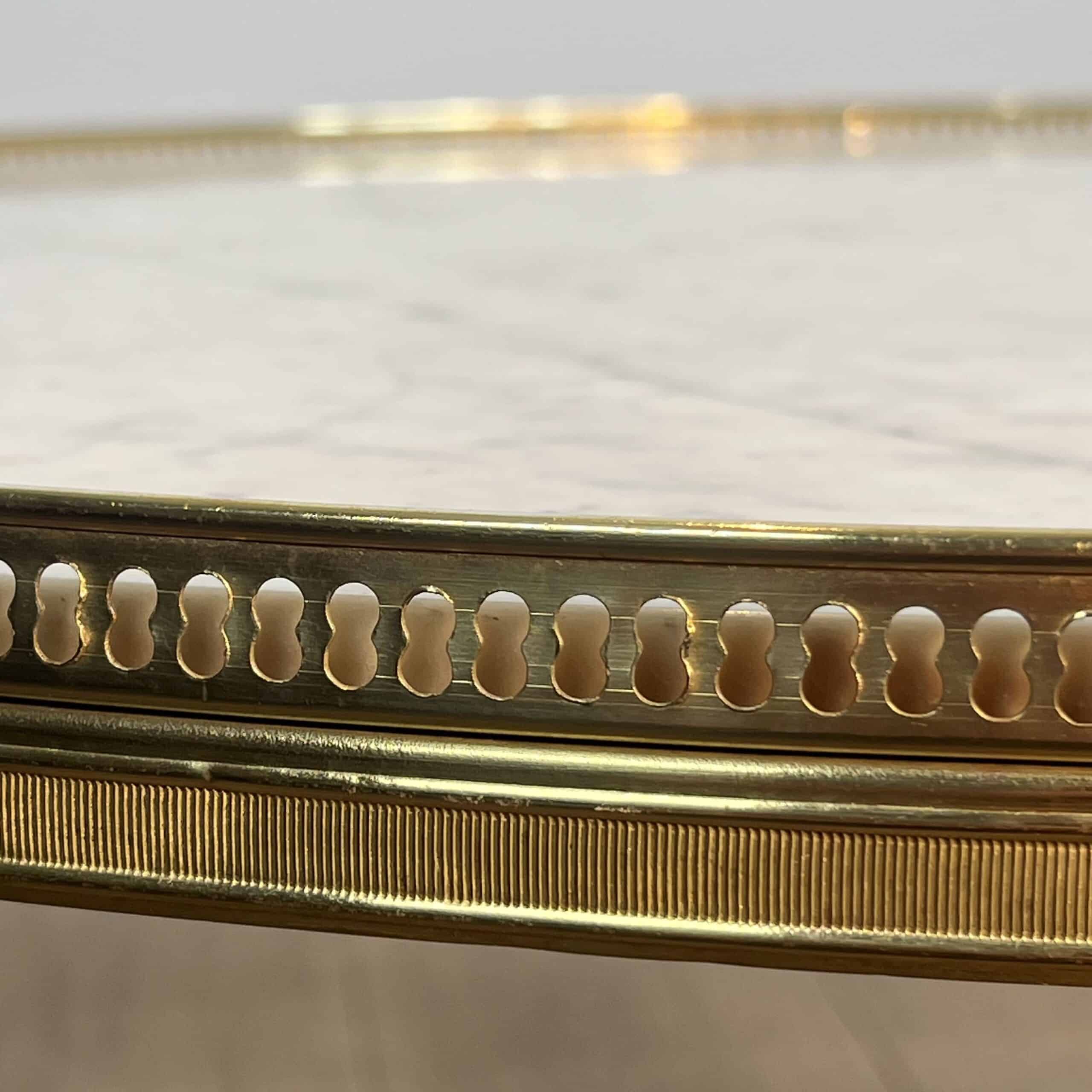 Maison Jansen Style Brass and White Marble Coffee Table - Detail Two - Styylish