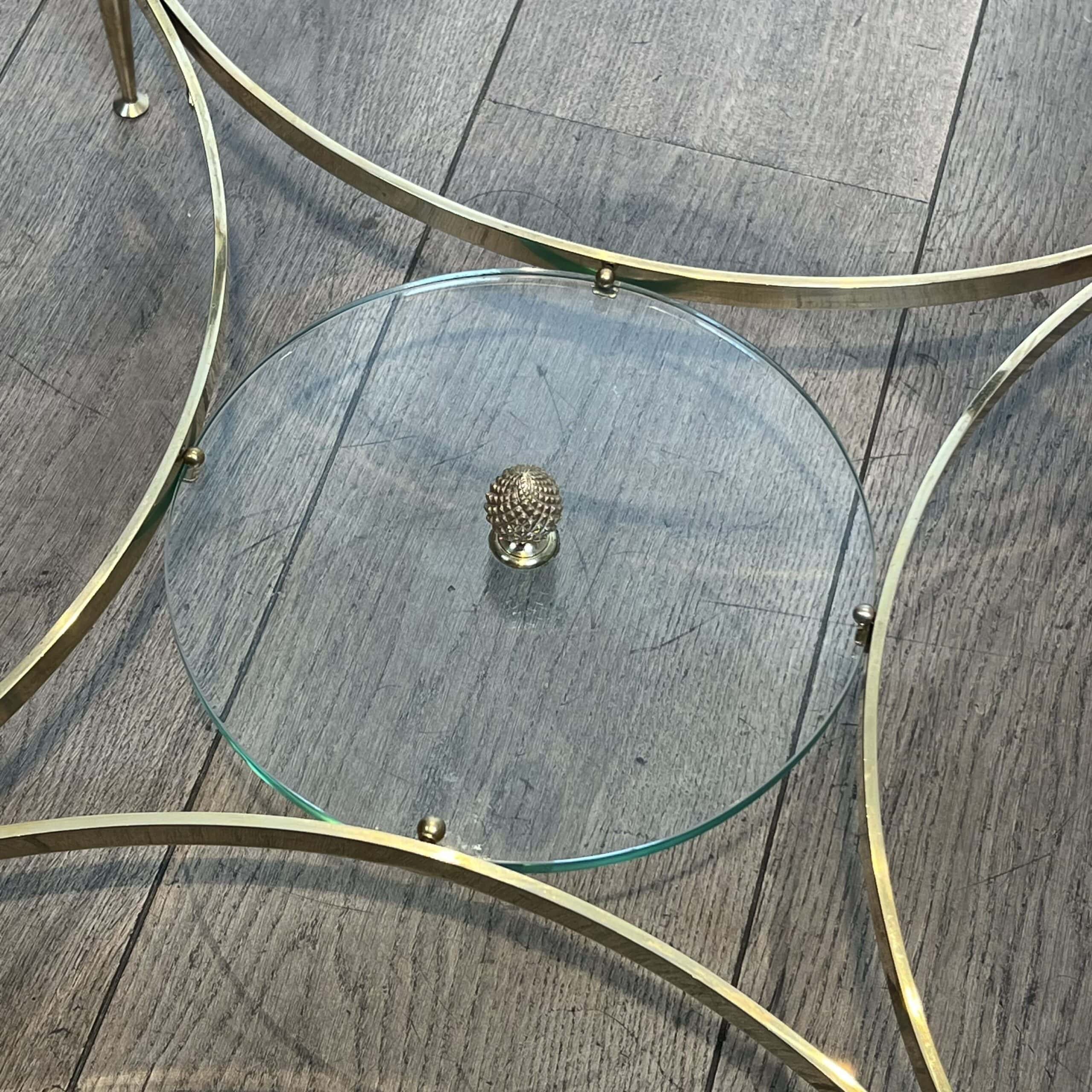 Maison Jansen Style Brass and White Marble Coffee Table - Detail Three - Styylish