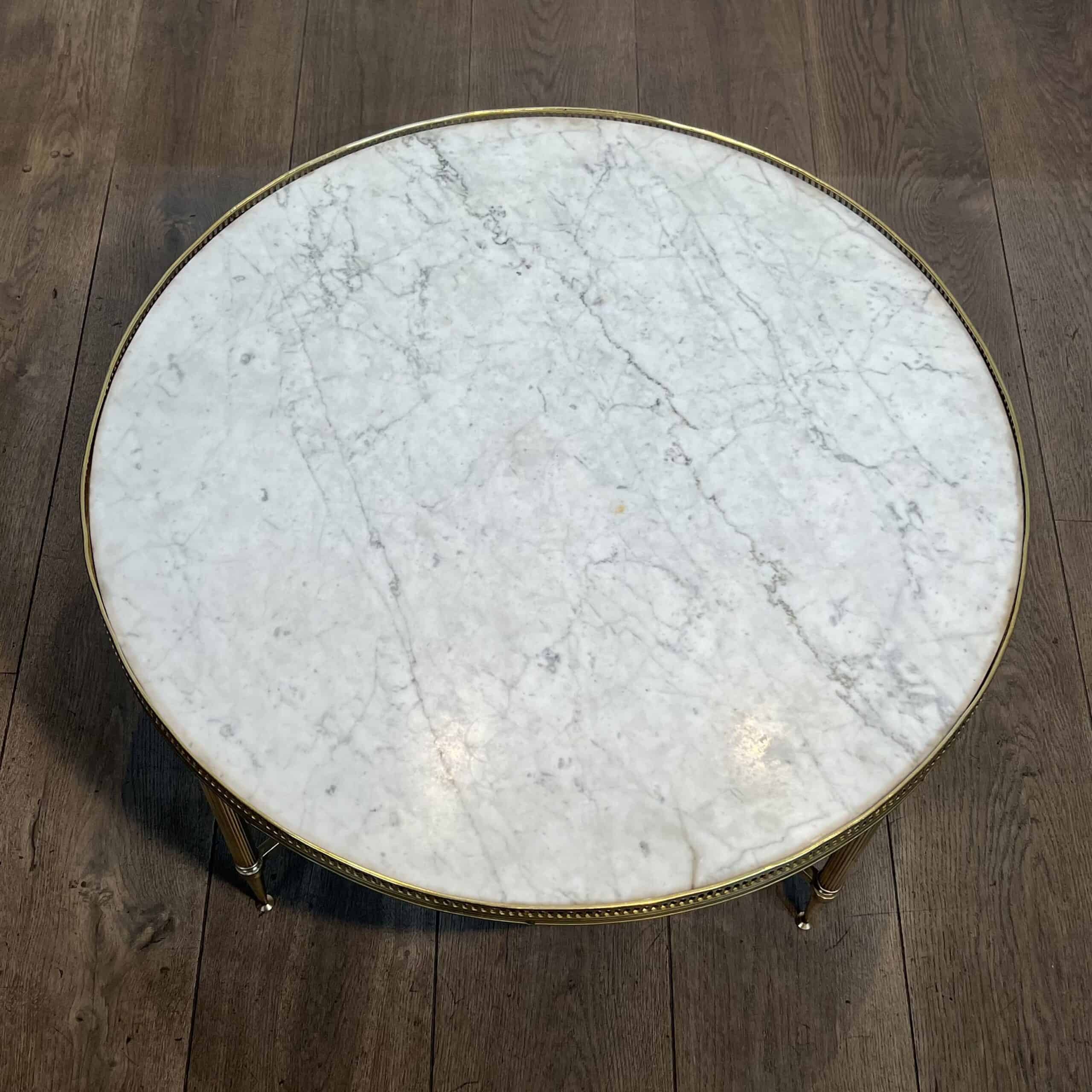 Maison Jansen Style Brass and White Marble Coffee Table - View Six - Styylish