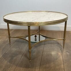 Maison Jansen Style Brass and White Marble Coffee Table - View Seven - Styylish
