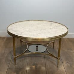 Maison Jansen Style Brass and White Marble Coffee Table - View Eight - Styylish