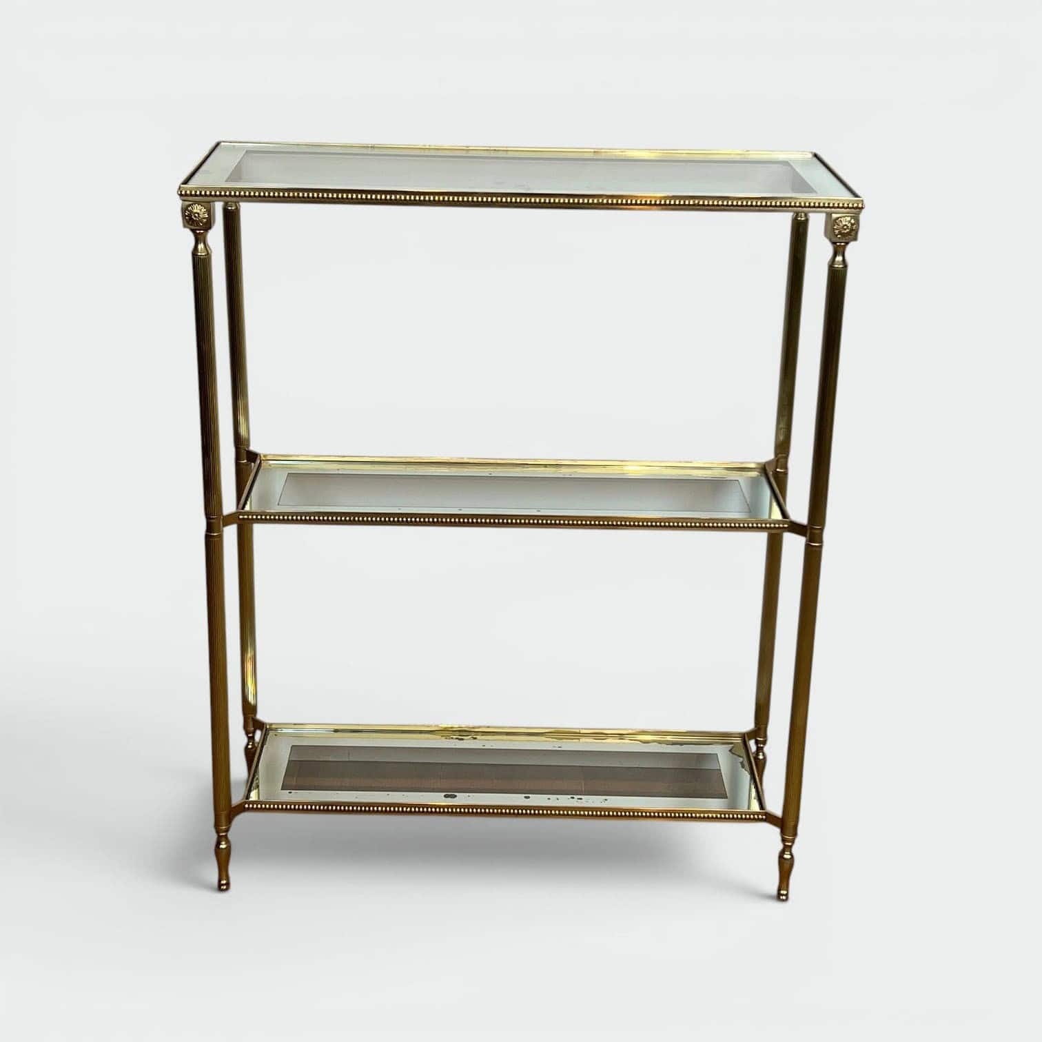 Maison Jansen Style Brass and Glass Console Table - Styylish