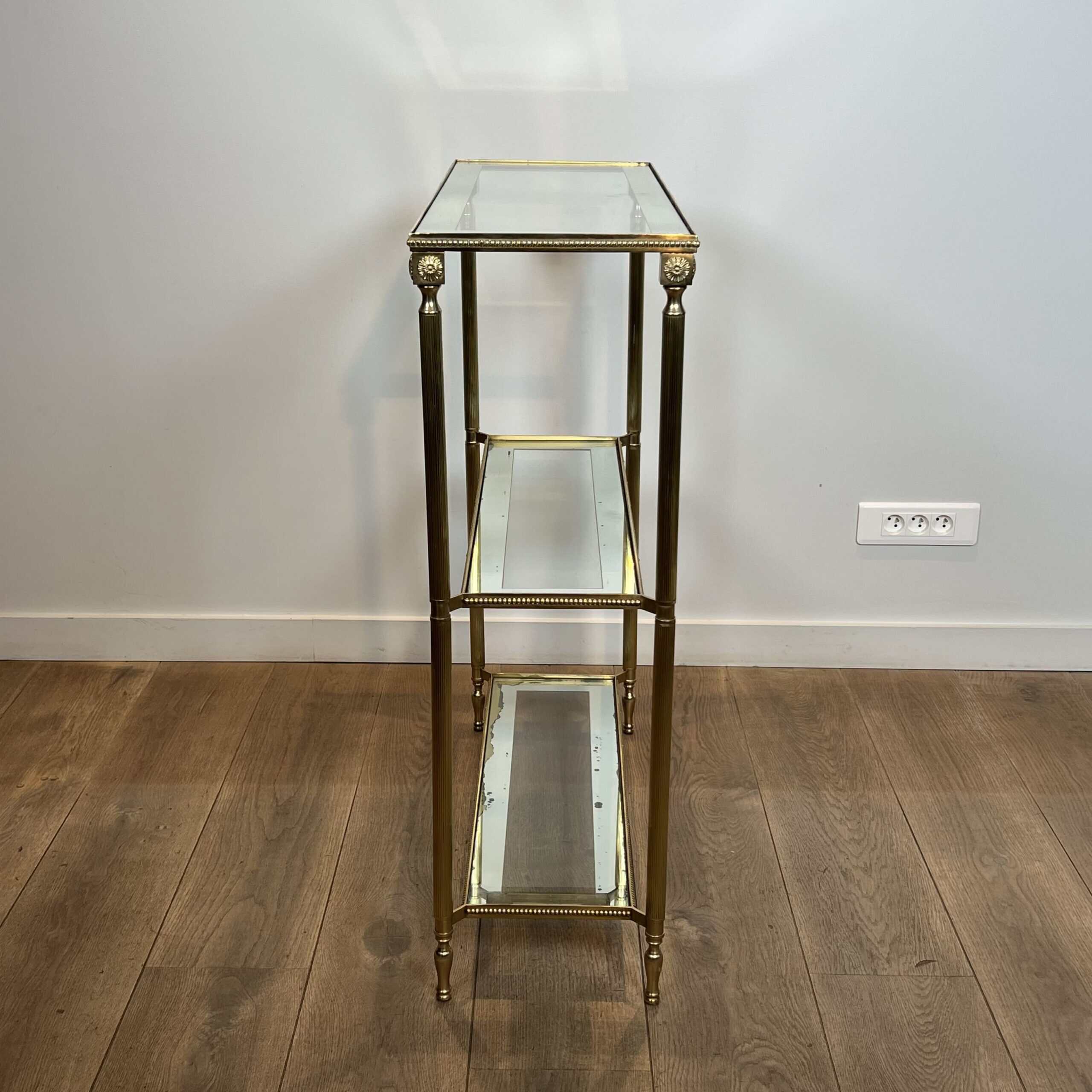 Maison Jansen Style Brass and Glass Console Table - Image 5