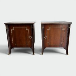 Pair of Maison Jansen Style Mahogany and Brass Side Cabinets - Styylish