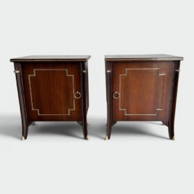 Pair of Maison Jansen Style Mahogany and Brass Side Cabinets