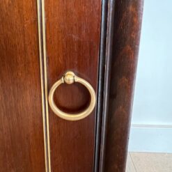Pair of Maison Jansen Style Mahogany and Brass Side Cabinets - Handle Detail - Styylish