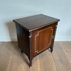Pair of Maison Jansen Style Mahogany and Brass Side Cabinets - Angled Single - Styylish