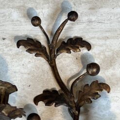 Pair of Italian Gilt Tole Acanthus Leaf Wall Sconces - Detail Two - Styylish