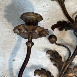 Pair of Italian Gilt Tole Acanthus Leaf Wall Sconces - Detail Three - Styylish