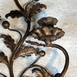 Pair of Italian Gilt Tole Acanthus Leaf Wall Sconces - Detail Four - Styylish