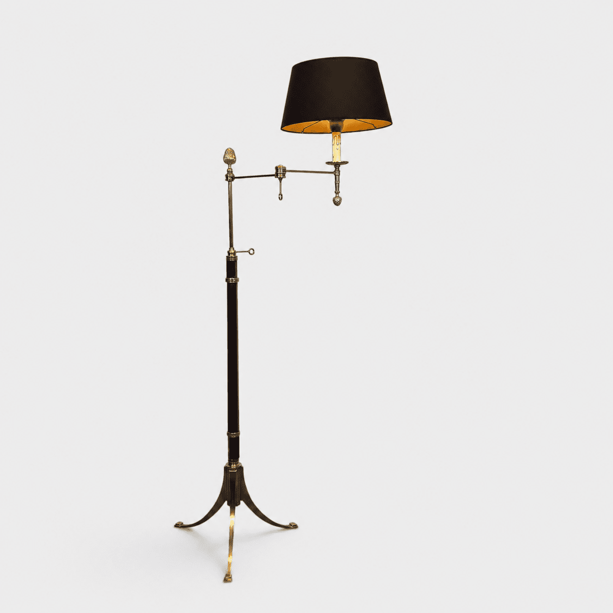 Maison Baguès Style Mahogany and Gilt Brass Floor Reading Lamp - Styylish