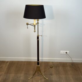 Maison Baguès Style Mahogany and Gilt Brass Floor Reading Lamp