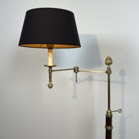 Maison Baguès Style Mahogany and Gilt Brass Floor Reading Lamp