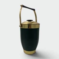 Italian 1960s Green Leather and Brass Ice Bucket - Styylish