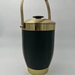 Italian 1960s Green Leather and Brass Ice Bucket - View Two - Styylish