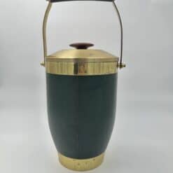 Italian 1960s Green Leather and Brass Ice Bucket - View Five - Styylish