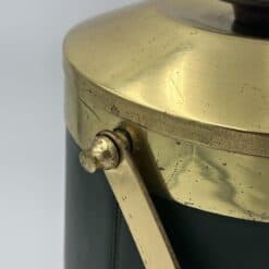 Italian 1960s Green Leather and Brass Ice Bucket - Detail Two - Styylish