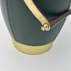 Italian 1960s Green Leather and Brass Ice Bucket - Detail Three - Styylish