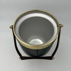 Italian 1960s Green Leather and Brass Ice Bucket - Detail Four - Styylish
