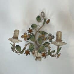 Pair of Italian Painted Tole Flower-Basket Wall Sconces - View Four - Styylish