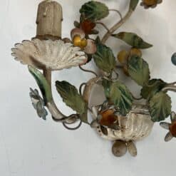 Pair of Italian Painted Tole Flower-Basket Wall Sconces - Detail One - Styylish