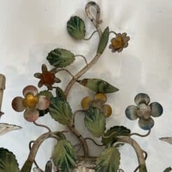 Pair of Italian Painted Tole Flower-Basket Wall Sconces - Detail Three - Styylish