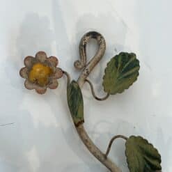 Pair of Italian Painted Tole Flower-Basket Wall Sconces - Detail Four - Styylish