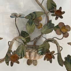 Pair of Italian Painted Tole Flower-Basket Wall Sconces - Detail Five - Styylish