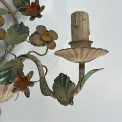 Pair of Italian Painted Tole Flower-Basket Wall Sconces - Detail Seven - Styylish