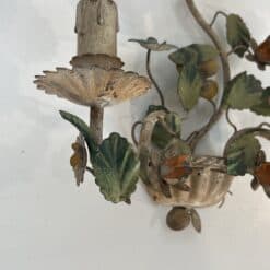Pair of Italian Painted Tole Flower-Basket Wall Sconces - Detail Eight - Styylish