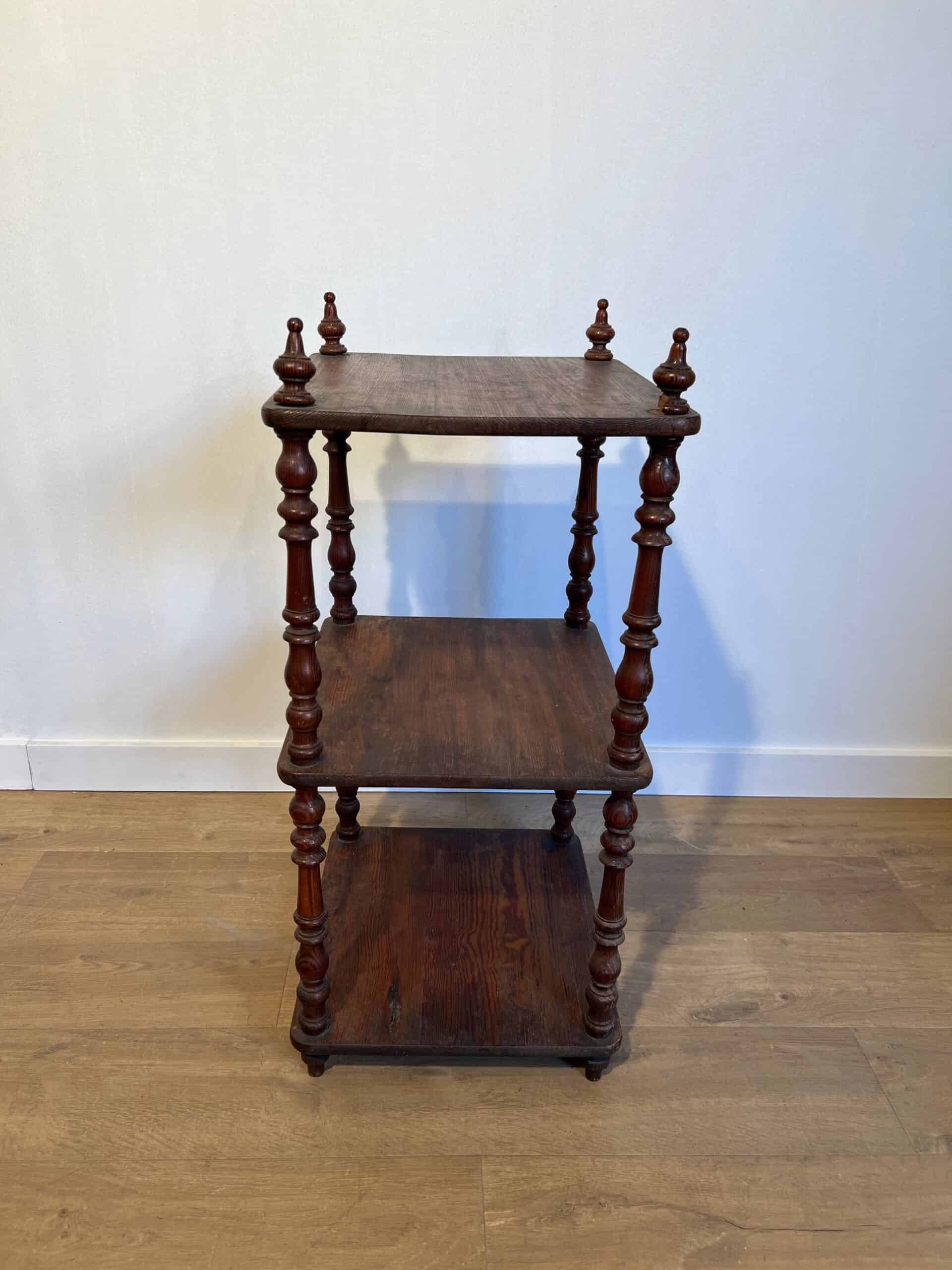 French Napoleon III Pitch Pine Three-Tier Shelf - View Three - Styylish
