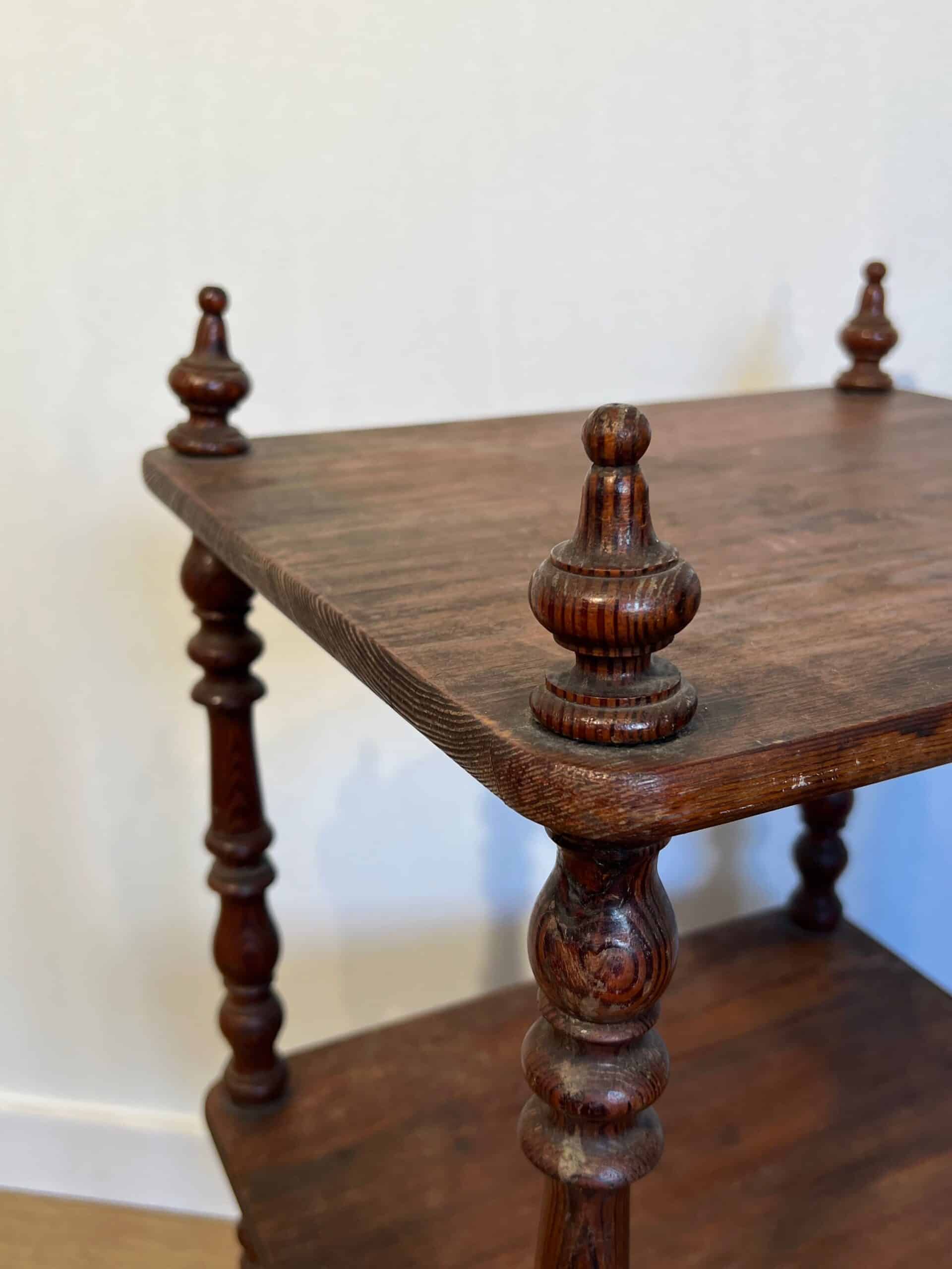 French Napoleon III Pitch Pine Three-Tier Shelf - Detail Two - Styylish