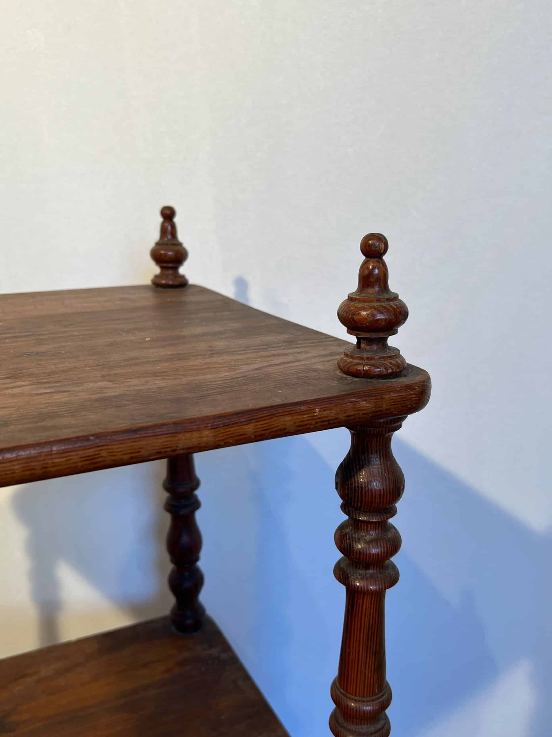 French Napoleon III Pitch Pine Three-Tier Shelf - Detail Three - Styylish