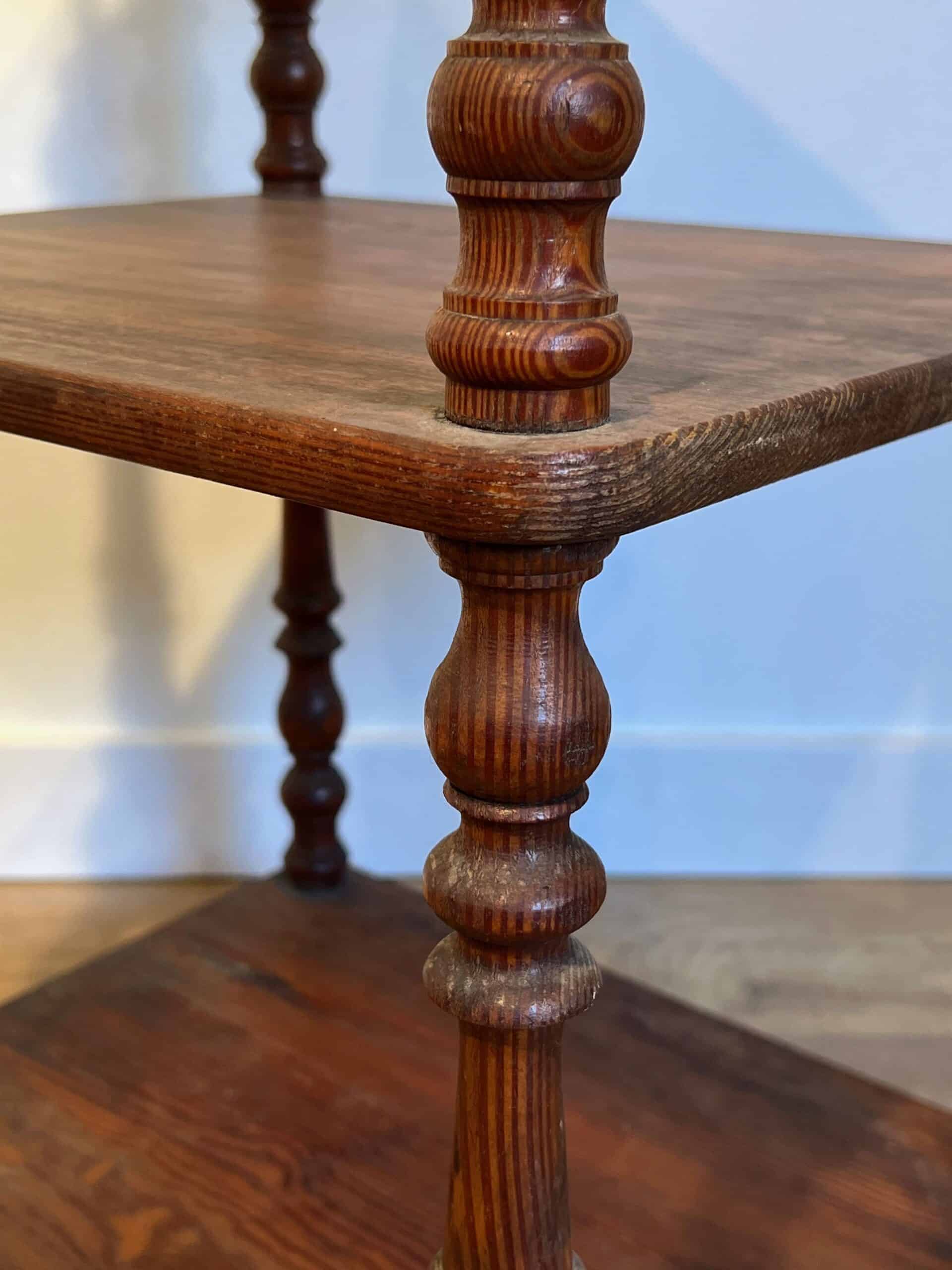 French Napoleon III Pitch Pine Three-Tier Shelf - Detail Four - Styylish