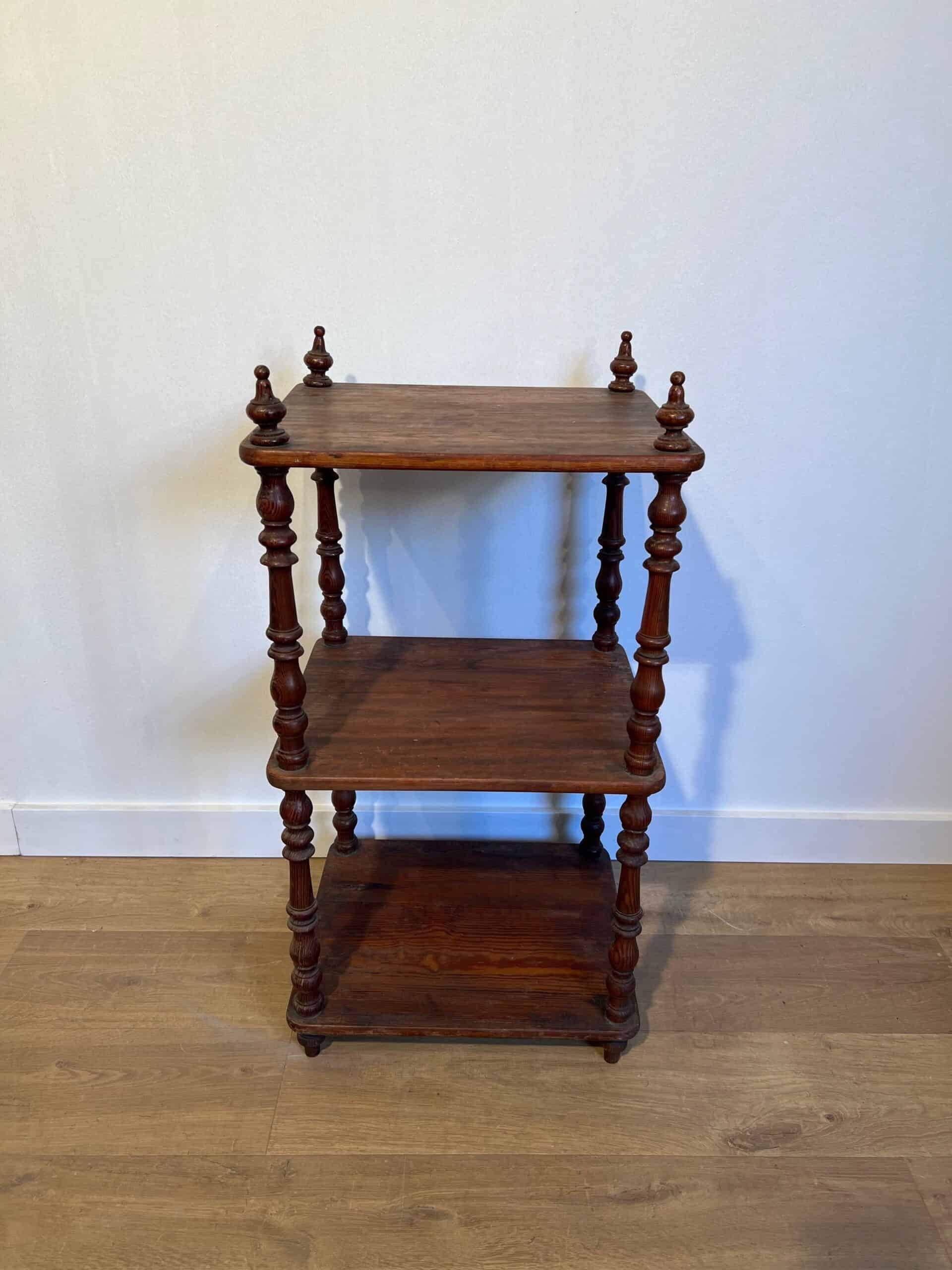 French Napoleon III Pitch Pine Three-Tier Shelf - View Six - Styylish