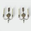 Pair of Lucien Gau Neoclassical Silvered Bronze Wall Sconces - Styylish