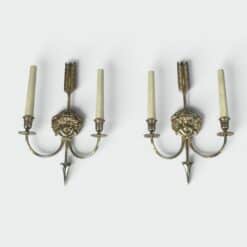 Pair of Lucien Gau Neoclassical Silvered Bronze Wall Sconces - Styylish