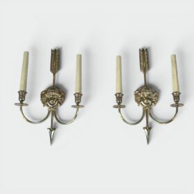 Pair of Lucien Gau Neoclassical Silvered Bronze Wall Sconces
