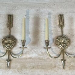 Pair of Lucien Gau Neoclassical Silvered Bronze Wall Sconces - View One - Styylish