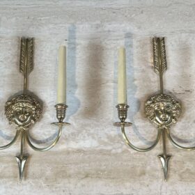 Pair of Lucien Gau Neoclassical Silvered Bronze Wall Sconces