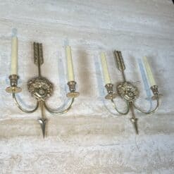 Pair of Lucien Gau Neoclassical Silvered Bronze Wall Sconces - View Three - Styylish